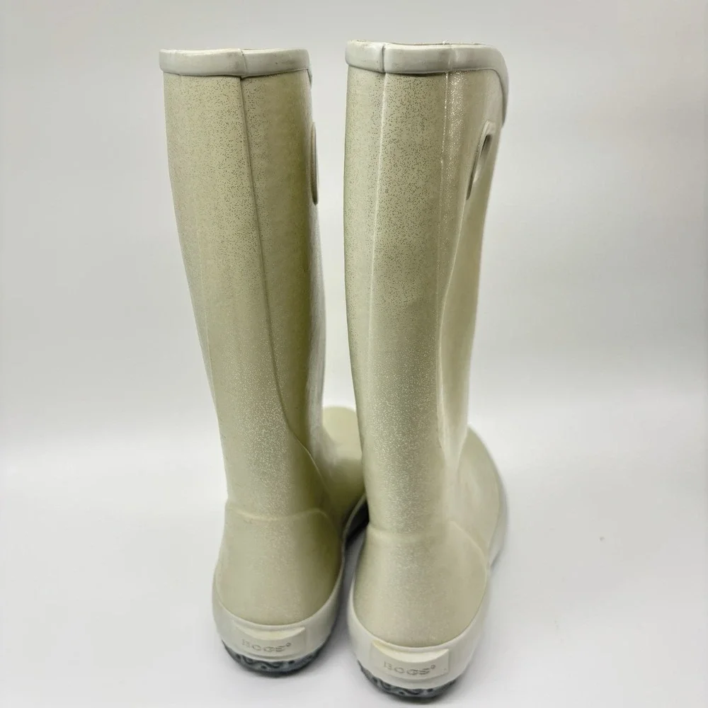 Bogs Rainboot Women's‎ 6 Glitter Silver Gray Waterproof Rain Boot Tall Slip On